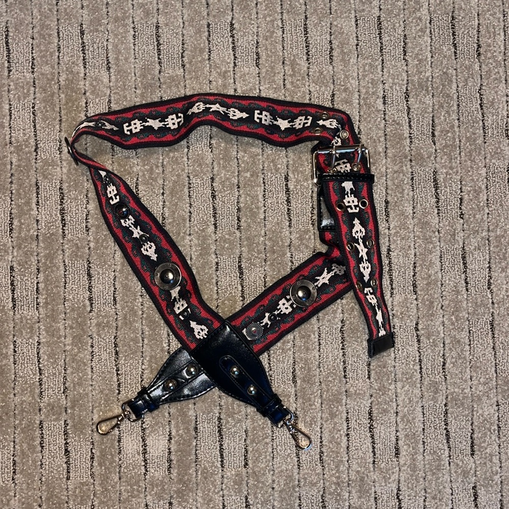 Red and black bag strap